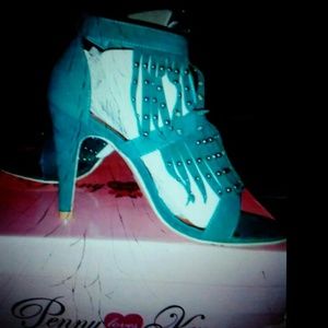 Turquoise Fringed Beaded Heels